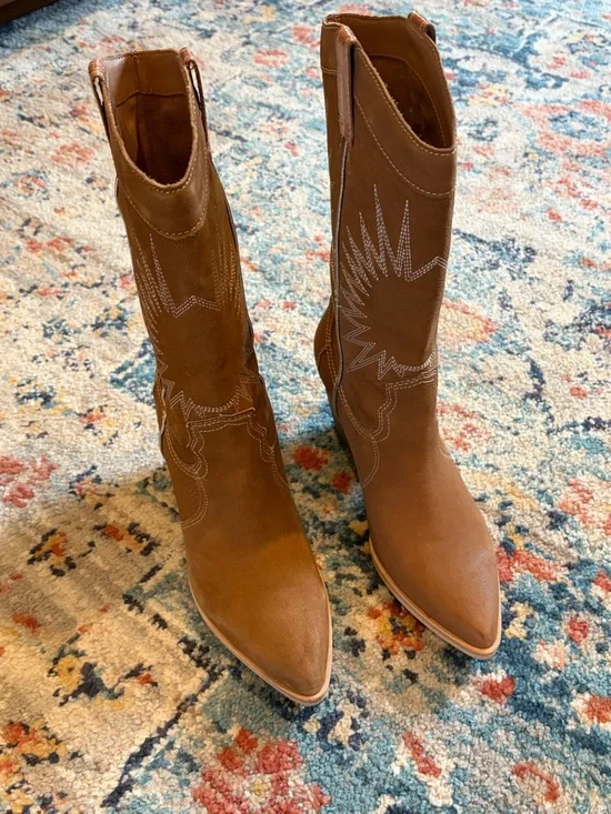 Dolce Vita Lawson Boot in Whiskey Nubuck Western Heeled Mid-Calf Boots 8 cowgirl - Picture 11 of 17